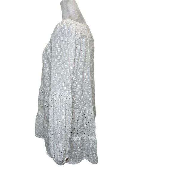 Anthropologie Meadow Rue Eyelet Floral Embroidered Boho Top White size Small - Picture 4 of 8